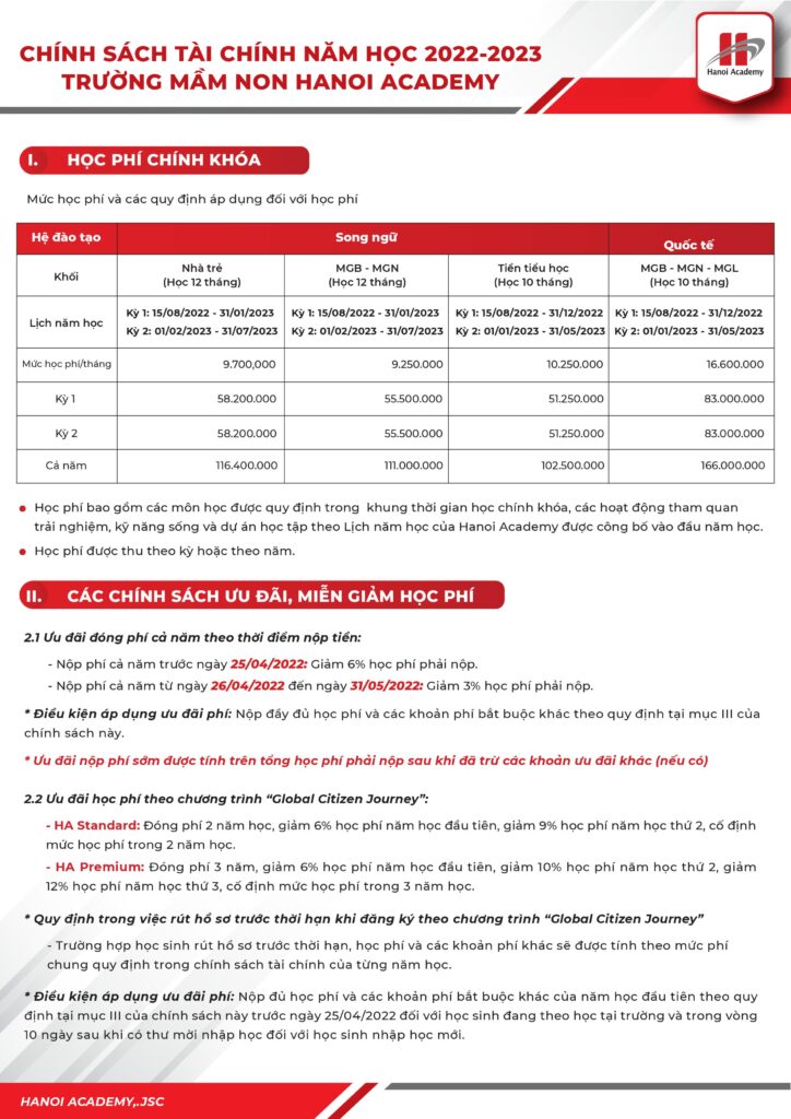 Chính sách tài chính trường Mầm non năm học 2022-2023 13 0001